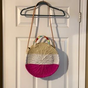 NWOT J Crew Straw Circle tote